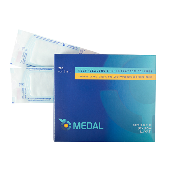 MEDAL Samoprzylepne torebki do sterylizacji foliowo-papierowe 57x100mm 200sztuk Cosmetics Zone 664542384
