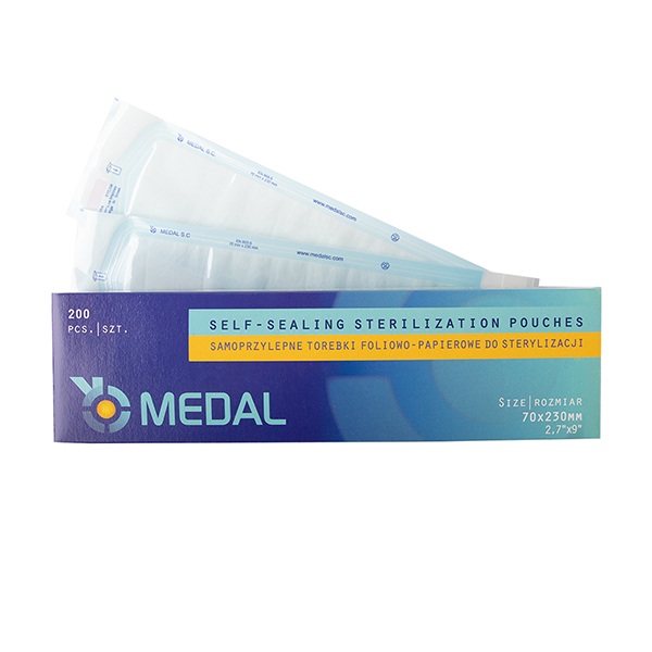 MEDAL Samoprzylepne torebki do sterylizacji foliowo-papierowe 70x230mm 200sztuk Cosmetics Zone 664542384