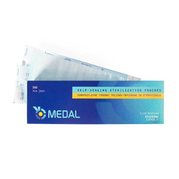 MEDAL Samoprzylepne torebki do sterylizacji foliowo-papierowe 90x260mm 200sztuk Cosmetics Zone 664542384